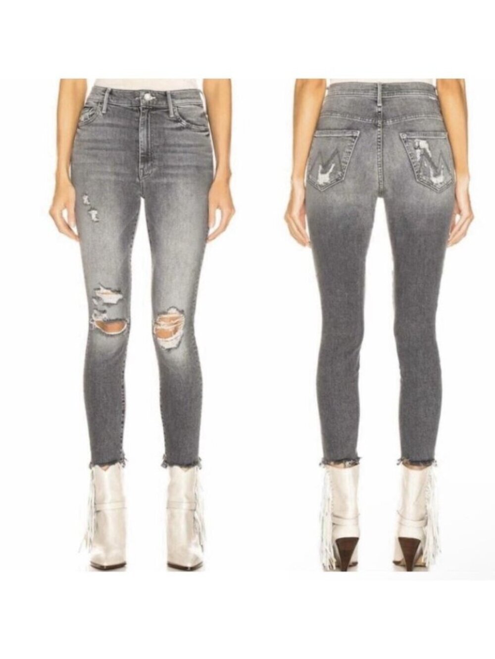 Mother Womens Scene Of The Crime High Waisted Looker Ankle Chew Jeans 25